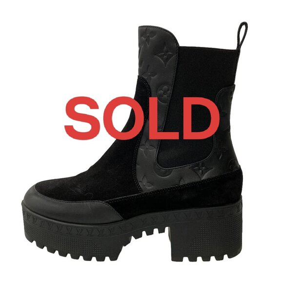 LOUIS VUITTON Lauriate Line Boots Black - Women's Boots Suede 791-030625 - Picture 1 of 7